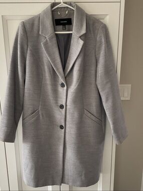 Vero Moda Gray Single-Breasted Wool Blend Coat in XL